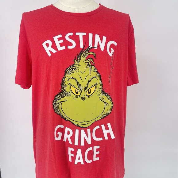 NWT Dr. Seuss THE GRINCH Resting Grinch Face Christmas T-Shirt Women's XL - Picture 1 of 7